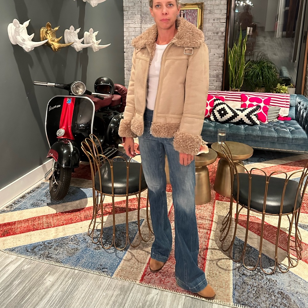 Perfect Shearling Bomber Coat | Size Small